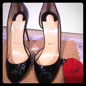 Christian Louboutin Demi You 100 Patent Peep Toe